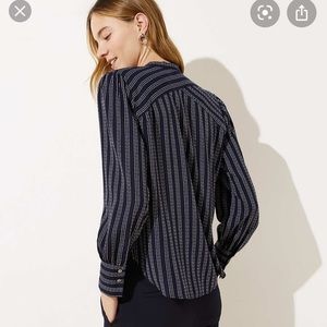 LOFT Textured Stripe Crossover Back Utility Blouse